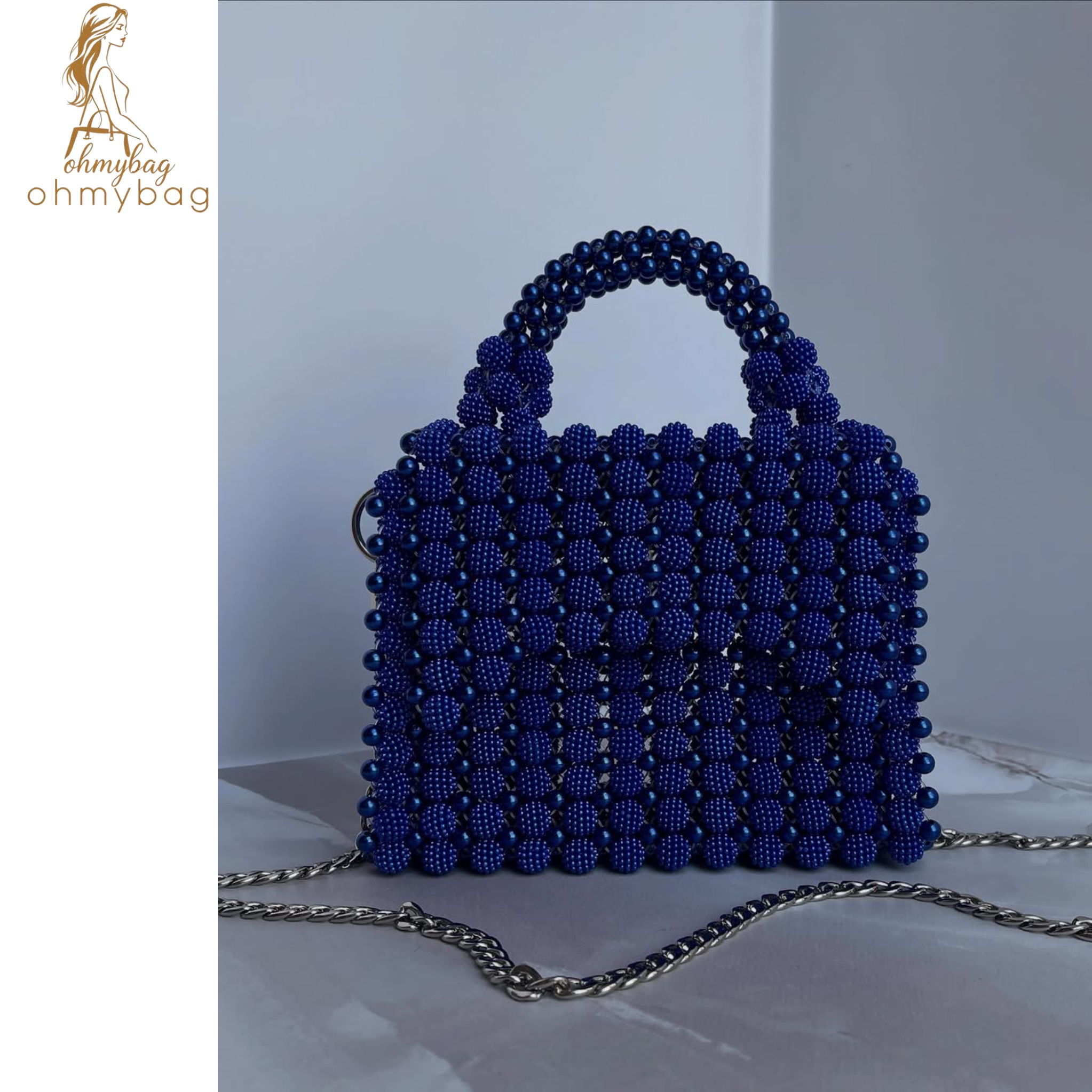 Sac en perles translucides bleu
