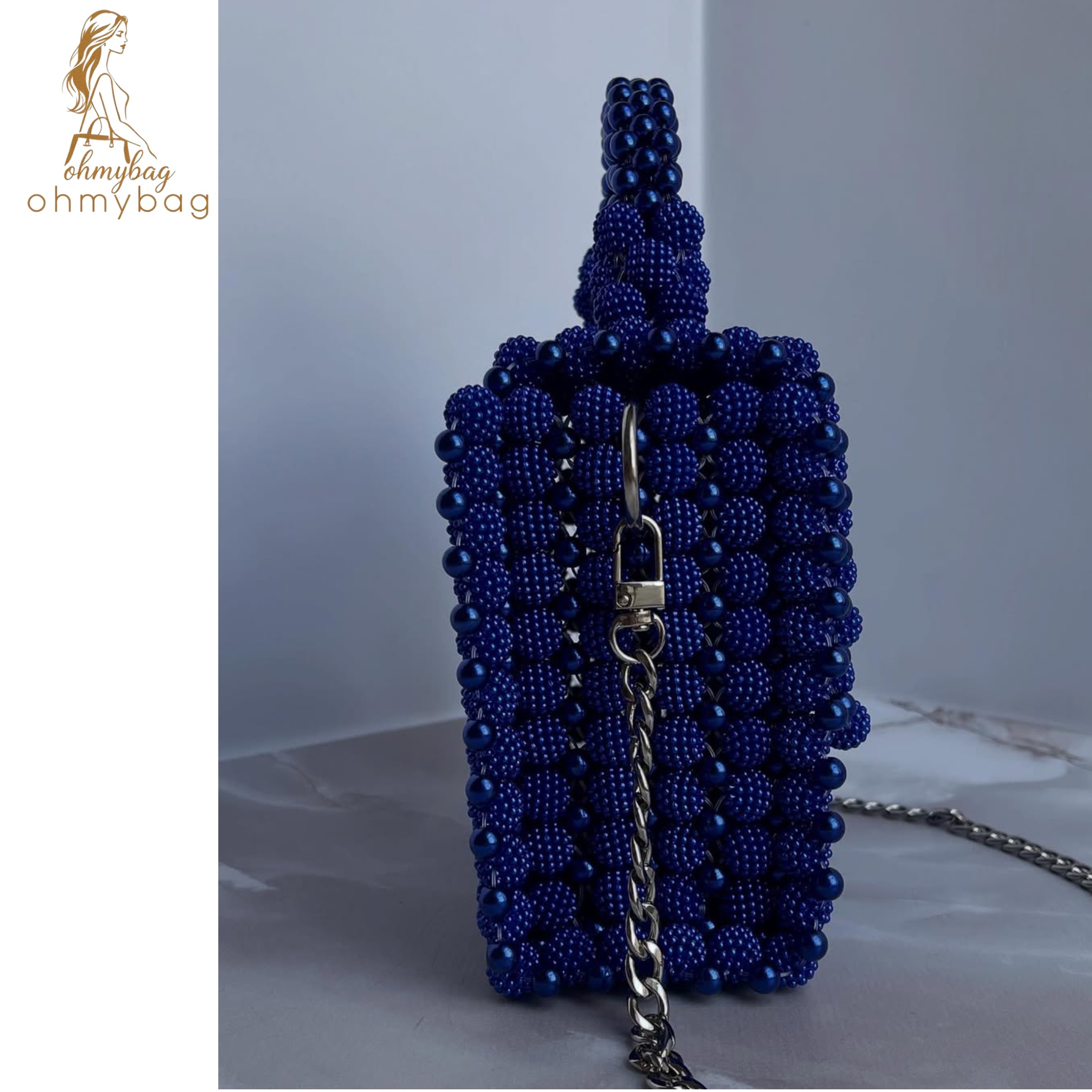 Sac en perles translucides bleu - Image 2