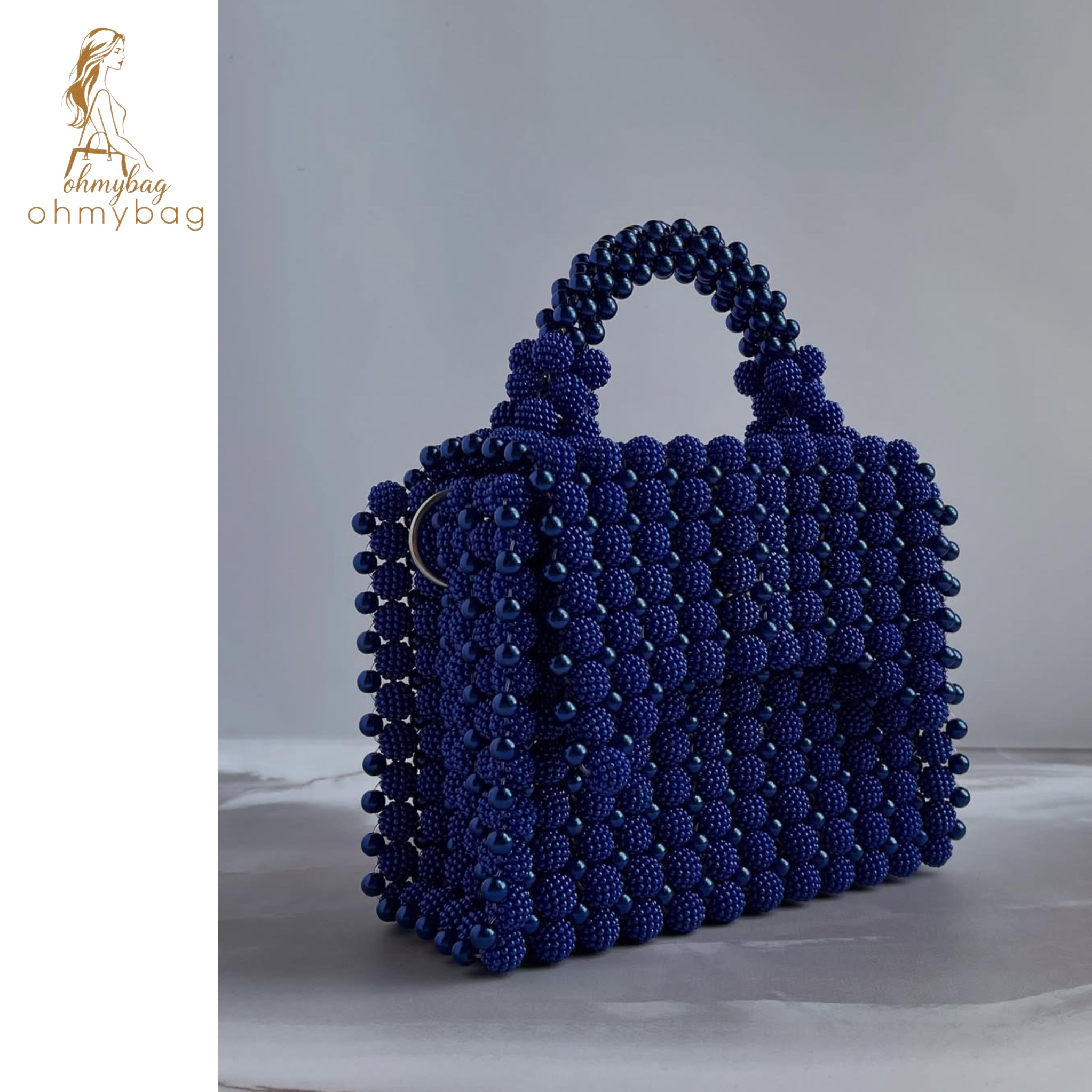 Sac en perles translucides bleu - Image 3